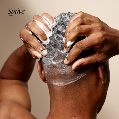 Suave Men Deep Cleansing 3 in 1 Shampoo, Conditioner & Body Wash with Charcoal Powder, Detoxifies & Cleanses Hair & Skin, Removes Oil & Impurities, 4 Count, 28 FL OZ Pump