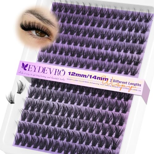 EYDEVRO Wispy Lash Clusters 12-14mm Natural Eyelash Extensions 192 Pcs