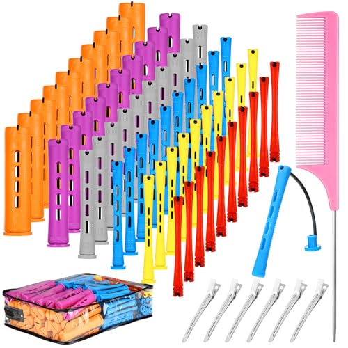 68 Pcs Hair Perm Rods Set - 6 Sizes with Clips & Comb