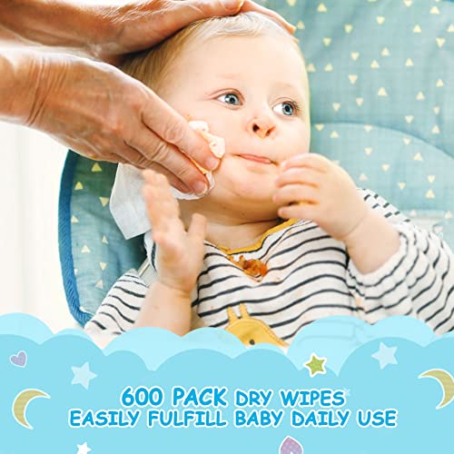 Orighty Baby Dry Wipes - 600 Count Unscented & Chemical-Free