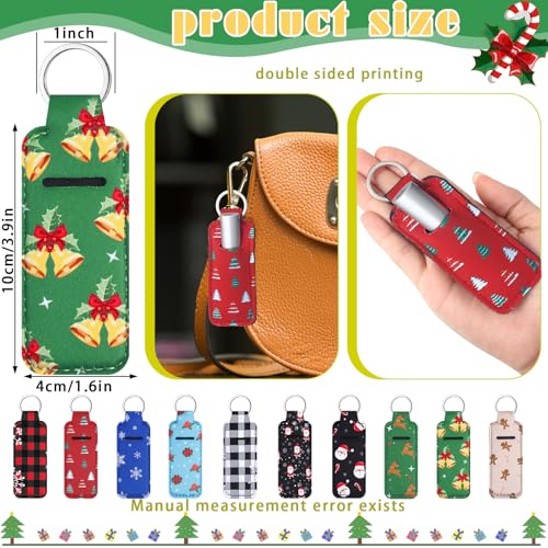 Ctosree 40 Pcs Christmas Theme Lipstick Holder with Portable Clip on Lip Gloss Sleeve Pouch Lipstick Holder Pocket Lip Balm Holder for Xmas Employee Gifts Coworker Nurse Teachers