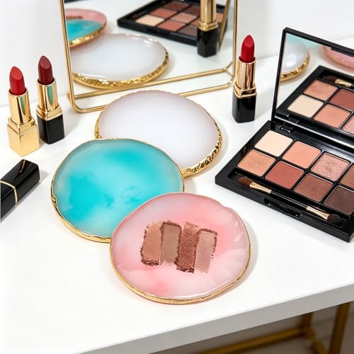 Resin Nail Art Palette Set - 3 Trays with Gilded Edges