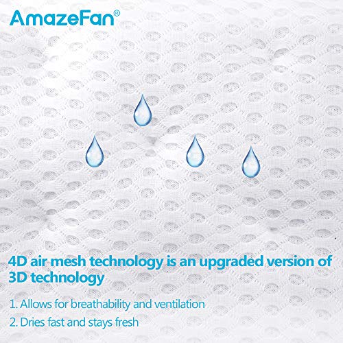 AmazeFan Bath Pillow with 4D Air Mesh Technology and Suction Cups - Supports Head, Neck, and Shoulders
