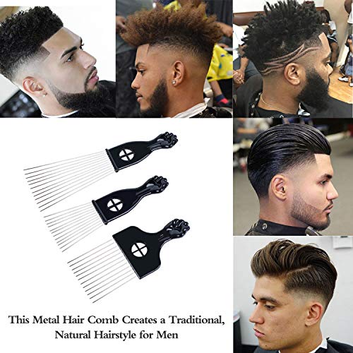 Black Metal Afro Pick Comb for Curly Hair Styling