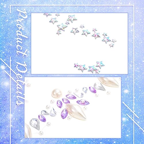 Crystal Rhinestone Face Stickers Set - Star Moon Mermaid Gems