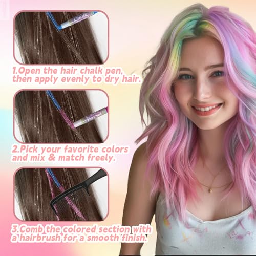 HAIOLORPRO 12-Color Hair Chalk Set - Washable & Non-Toxic