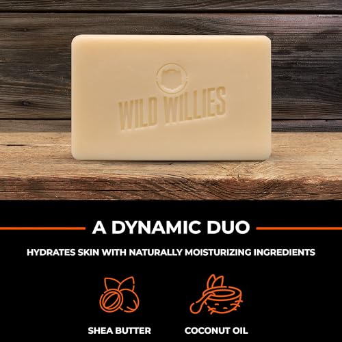 Wild Willies Moisturizing Mens Bar Soap - Bath Soaps with Shea Butter for Odor Protection - Natural Body Bar for Men - Aspen Trail Scent, 3 Pack