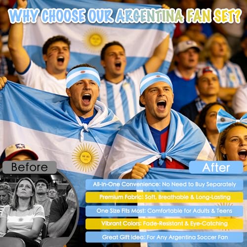Soccer Fan Cheer Kit - Flag Cape Scarf Headband & Bag