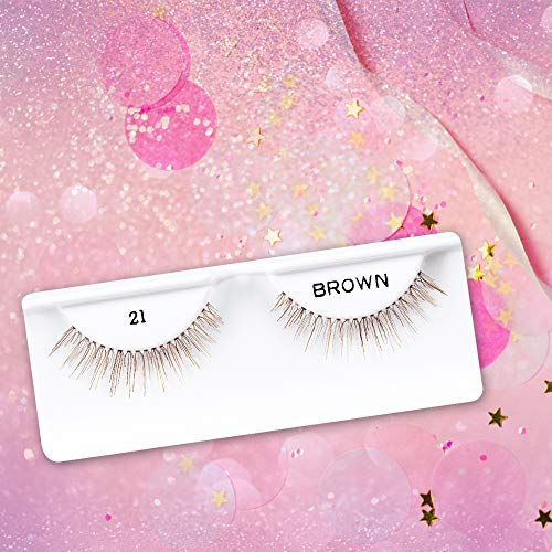 Andrea False Lashes Style 21 Brown - Natural Human Hair Lashes, 4 Pairs