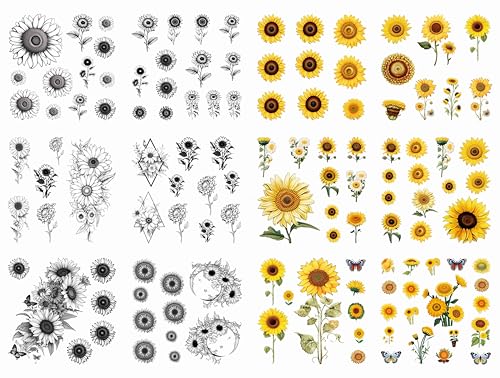 Sunflower Temporary Tattoos - 98 Designs for Women & Kids
