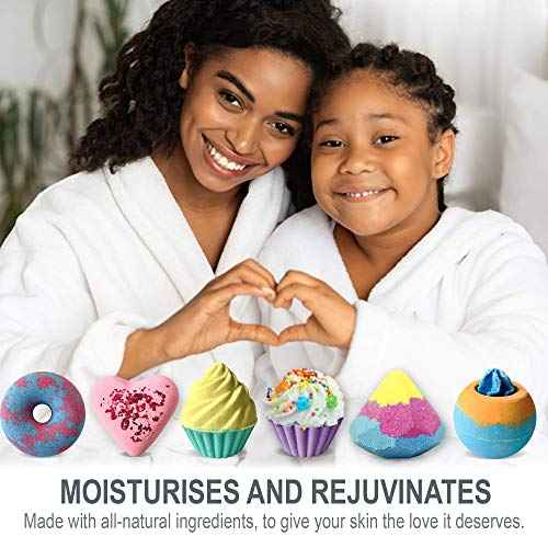 Bath Bombs Gift Set for Christmas - Bath Bombs for Girls, 6 Aromatherapy Natural BathBombs w/Organic Ingredients Skin Moisturizing Bubble BathBombs for Women Relaxing, Kids Stocking Stuffers