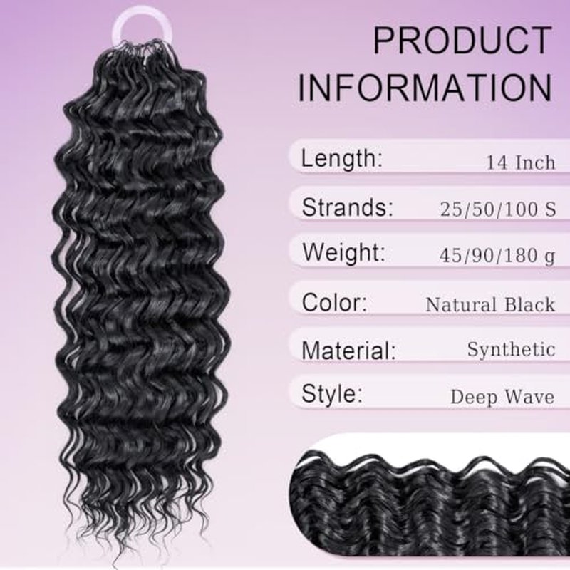 14'' Deep Wave Synthetic Crochet Hair for Black Women - Lightweight & Tangle-Free