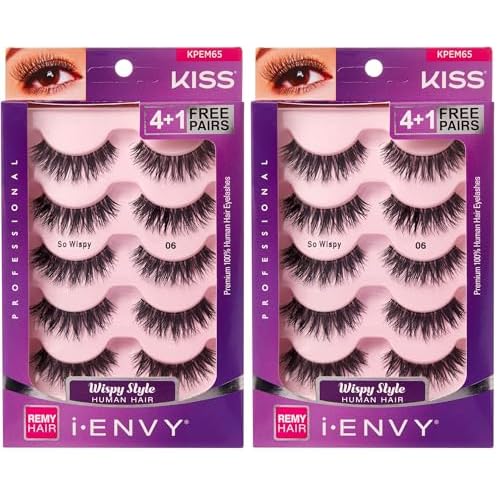 iENVY by KISS So WispyiENVY by KISS So Wispy Eyelashes 5 Pair Multi Pack (KPEM65) (2 PACK) Natural Wispy Style Made with Natural Hair