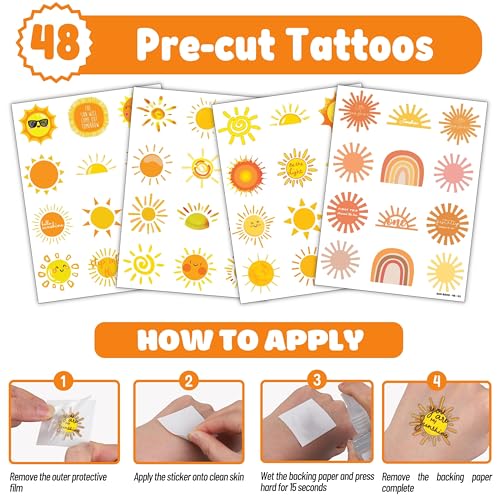 72 Pc Boho Sun Party Favors Bundle – Tattoos & Slap Bracelets