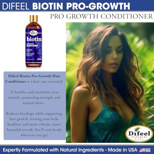 Difeel Biotin Hair Growth Conditioner for Thin Hair - Sulfate & Paraben Free, 12 oz