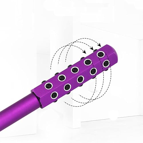 30-Stone Facial Roller - Cooling Face & Neck Massager Tool for Skin Rejuvenation | 360¡Æ Contouring with Germanium Stones & Aircraft Aluminum | Portable 7.6" Beauty Roller - Purple