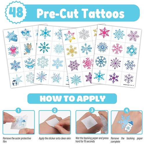 Snowflake Party Set 72pcs - Temporary Tattoos & Slap Bracelets