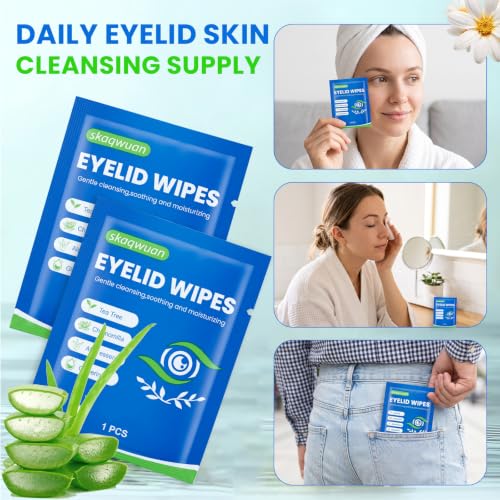 240PCS Eyelid Cleansing Wipes with Tea Tree Oil - Gentle for Sensitive Skin