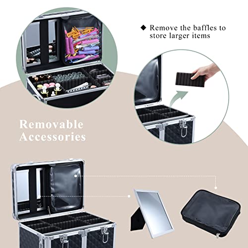 Professional Rolling Makeup Case with Drawers & Wheels