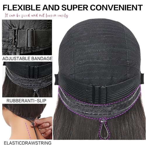 Bob Wig Human Hair 14 Inch Glueless Wigs Human Hair Pre Plucked Pre Cut 6¡¿4 HD Lace Front Wigs for Women 180% Density Short Straight Wig Ready to Wear