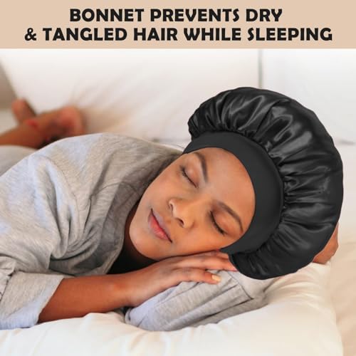 Silk Bonnet for Sleeping - 2Pc Set with Elastic Band