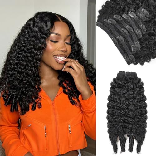 Burmese Curly Clip-In Hair Extensions 20" 120g #1B Natural Black