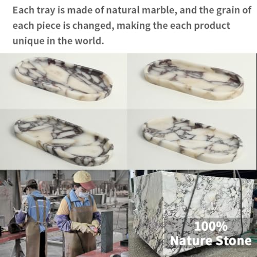 Natural Marble Hand Towel Tray Holder | Calacatta Viola
