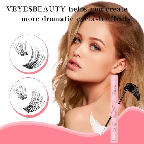 VEYESBEAUTY Waterproof Black Lash Bond and Seal 2-in-1 Cluster Lash Glue