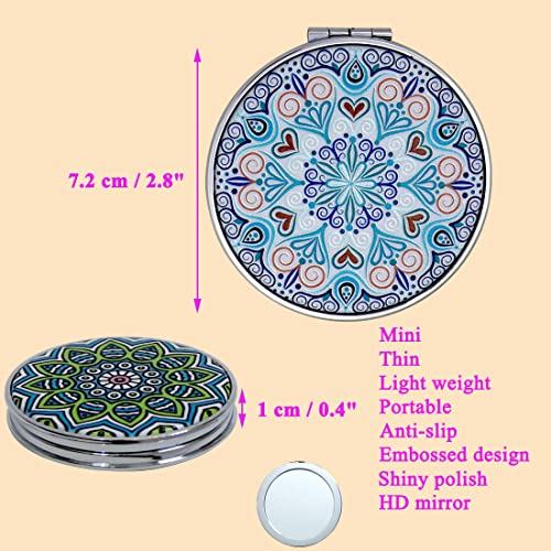 Compact Folding Makeup Mirror 7cm Dual Magnification 6-Pack