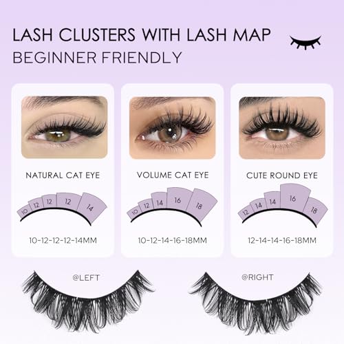 SOFENIDA Wispy Lash Clusters Kit 10-18mm DIY Extensions