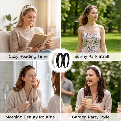 3-Pack Polka Dot Headbands for Daily Wear & Exercise