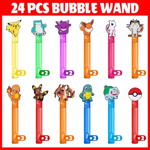 Pokemon Bubble Wands Party Favors, 24-Pack for Kids