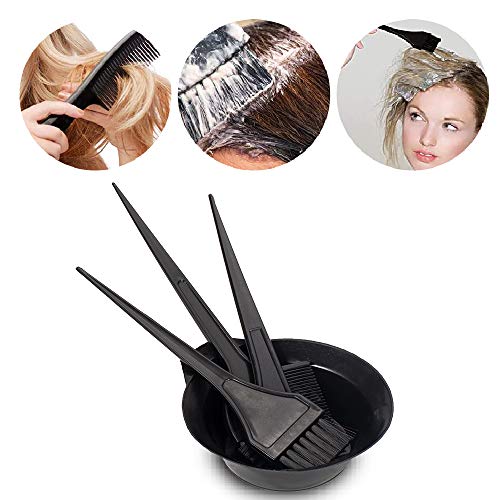 Hair Dye Color Brush and Bowl Set - Black - Hair Coloring Tools Kit