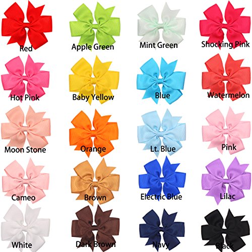 CÉLLOT 40Pc Grosgrain Pinwheel Hair Bows with Alligator Clips