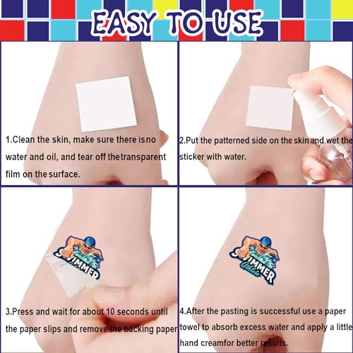 24 Sheets (144 PCS) Swimming Swim Team Temporary Tattoos Stickers, Swimming Swim Team Pool Sport Making Waves Party Favors Supplies Birthday Decorations Gifts for Swimmers Kids Teens Boys Girls
