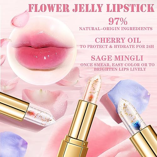 Flower Jelly Lipstick Set - Color Changing Moisturizer (Pack of 3)