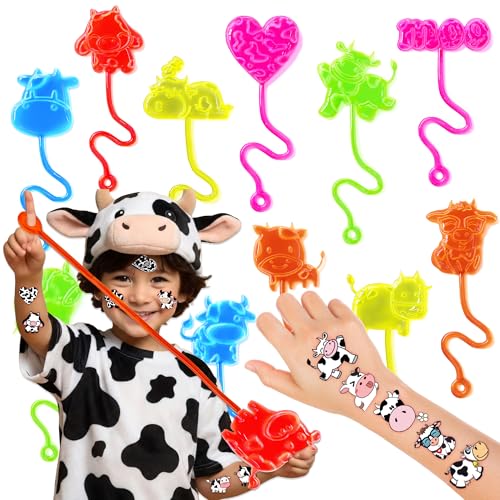 48 Pc Cow Party Favors - Stick Hands & Temporary Tattoos