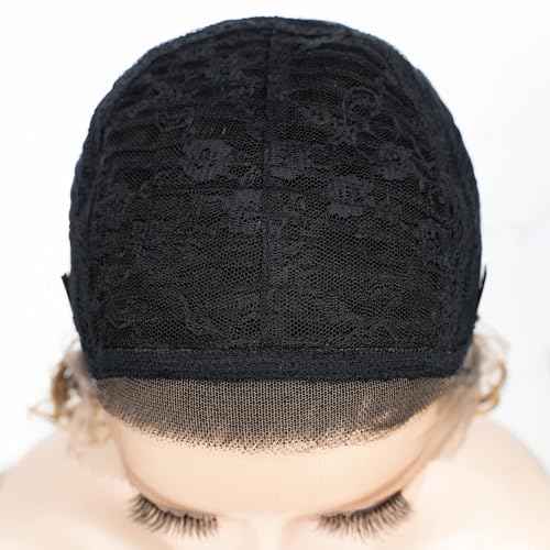 QUEEN VIRGIN REMY QVR Pixie Cut Wig 13x1 Short Curly Lace Front Human Hair HD Lace Pixie Human Hair Wigs for Black Women Glueless Wigs Ombre Honey Blonde T1B/27 Color