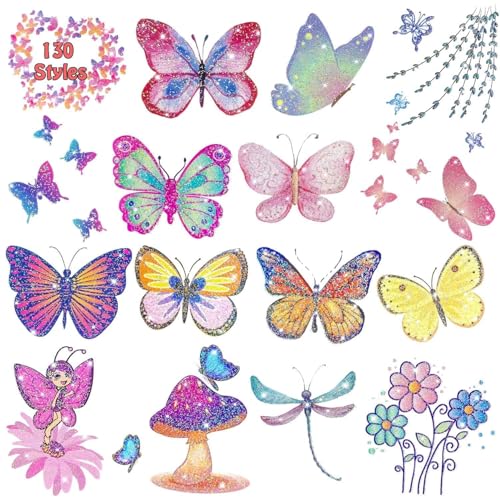 Butterfly Glitter Temporary Tattoos for Kids, 130 Styles