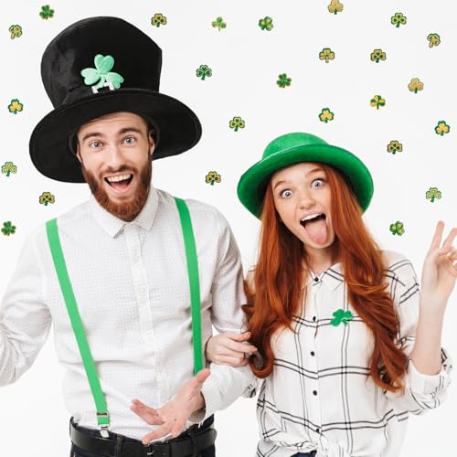 Panelee 120 Pcs St. Patrick's Day Face Temporary Shamrock Glitter Sticker Clover Temporary Stickers Kids Body Stickers Three Leaf Shamrock Lucky for St. Patrick's Day Irish Party Costume Accessory