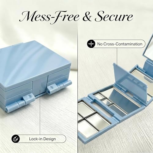 Empty Magnetic Makeup Palette - Baby Blue Travel Case with 13 Pans