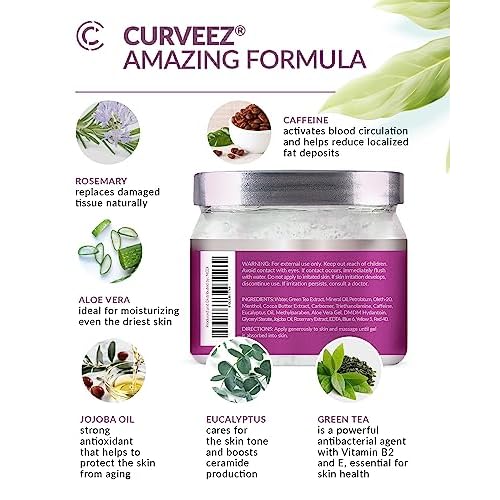 CURVEEZ Slimming Cream, Navel Arm Leg Belly Fat Burning Cream, Weight Loss Skin Firming Moisturizing Massage Gel for Cellulite, Soothing, Relaxing, Tightening & Slimming (16 Oz)