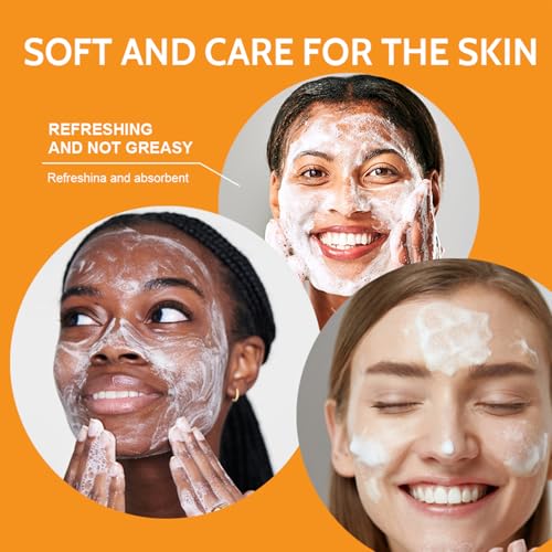 3pcs-Turmeric Wash and Care Three Piece Set,Turmeric Facial Cleanser & Turmeric Soap Bar & Turmeric Face Scrub Pads,Face & Body Cleanser,Turmeric Cleansing Skincare Set, Deep Cleansing