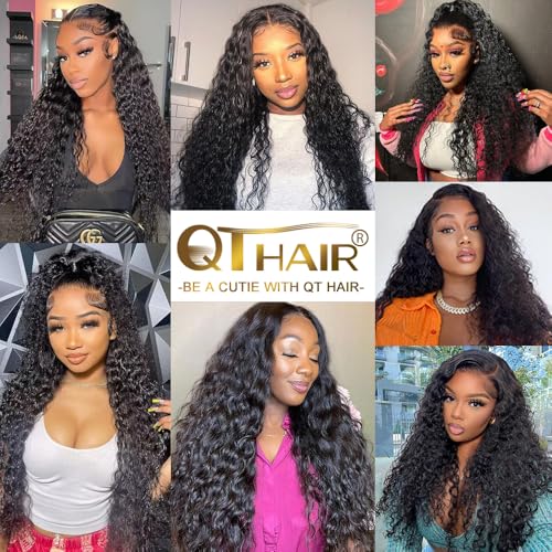 QTHAIR Water Wave Human Hair Bundles (Natural Black,20") Burmese Curly Bundles 16A 100% Unprocessed Brazilian Virgin Human Hair Weave Wet and Wavy Bundles