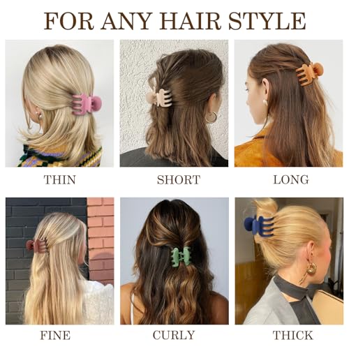 Small Claw Clips for Thin & Thick Hair - 12 Pack Colorful