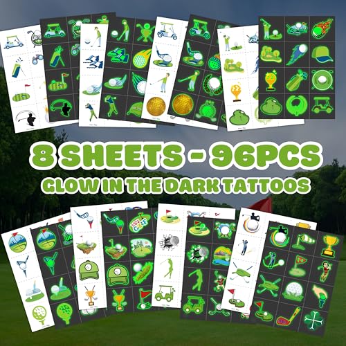 96-Piece Golf Temporary Tattoos for Kids - Glow in the Dark