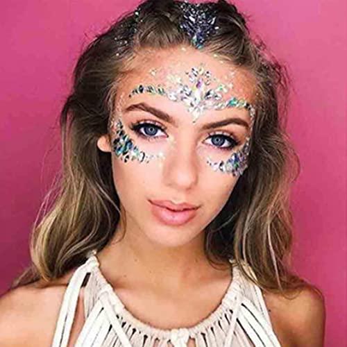 Ludress Crystal Face Stickers Glitter Acrylic Body Stickers Rhinestone Eyes Stickers Mermaid Body Jewels Rave Festival Face Stickers for Women and Girls