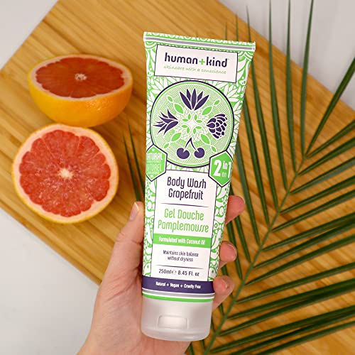 Human+Kind Body Wash - Natural, Moisturizing Body Soap with Coconut Oil - A Gentle, Soothing Cleanse for Dry, Sensitive Skin - Three Fresh Scents: Orange, Grapefruit, and Apple and Herbs - 8.45 oz