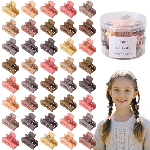 Drnytunk 30Pcs Small Hair Clips Small Claw Clips for Women Girls, Small Hair Claw Clips for Thick Thin Hair Cute Hair Jaw Clips Hair Accessories for Women Nonslip Rectangle Hair Clips With Storage Bag