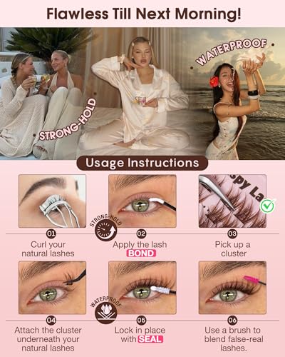 Goddvenus Brown Wispy Cluster Eyelash Kit Natural False Extensions C Curl
